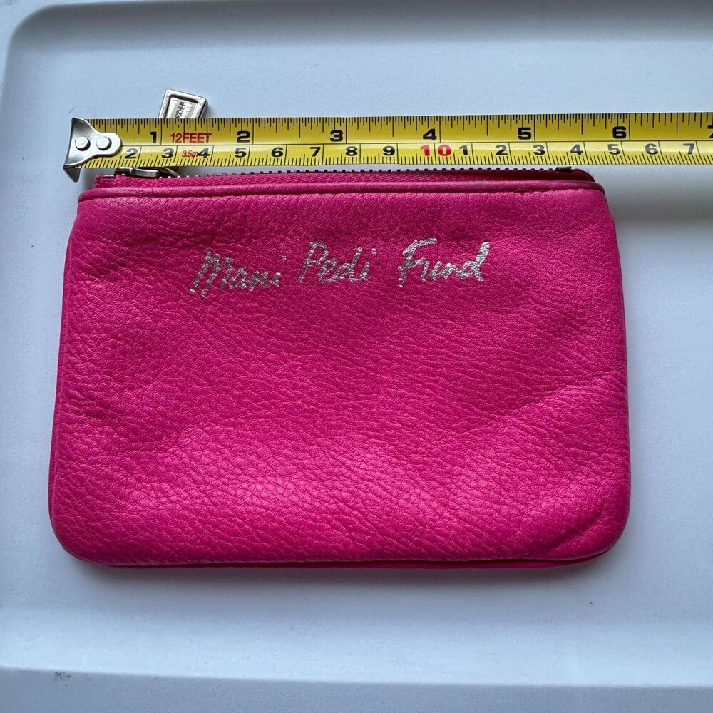 Rebecca Minkoff Mani Pedi Fund Hot Pink Pebbled Leather Zip Wallet Coin Pouch - Picture 8 of 9